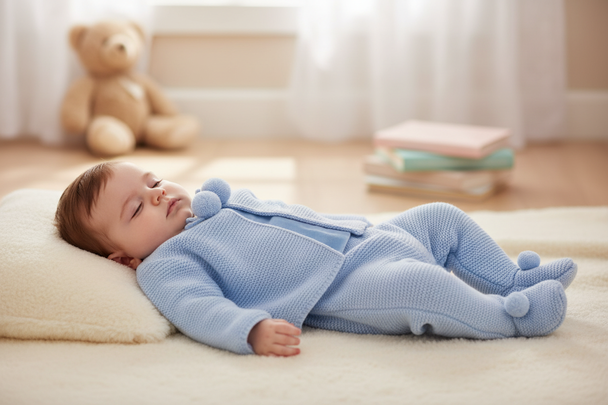 Baby Boys Blue  Knitted Pom Pom Set