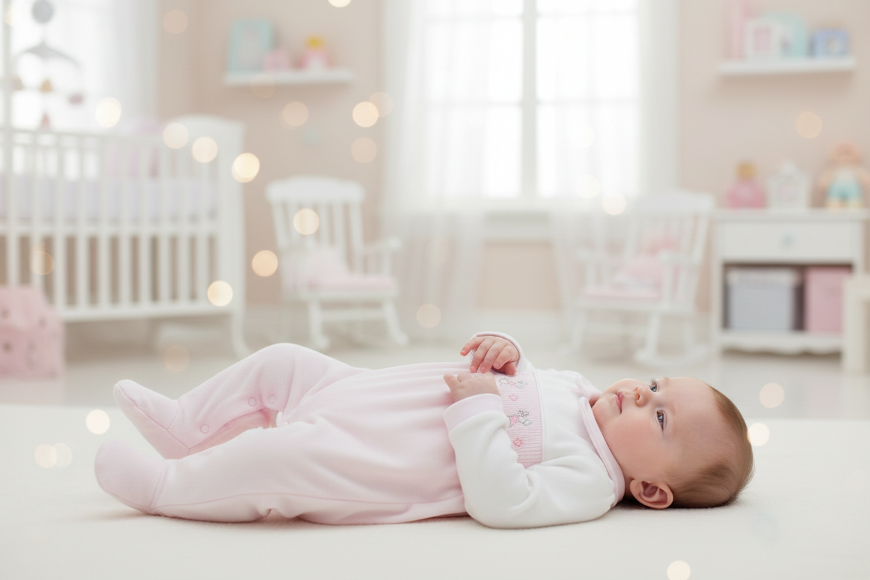 Baby Girls Pink & White Dandelion Smocked Rabbit Babygro