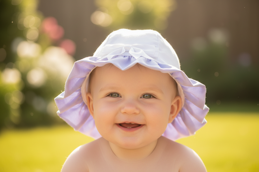 Baby Girls White And Lilac Sun Hat