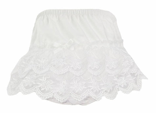Nana's Special Buys Baby Girls White Floral Lace Frilly Pants