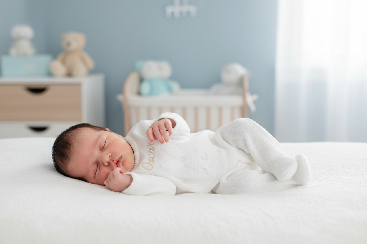 Unisex Baby White Knitted Bobtail Onesie