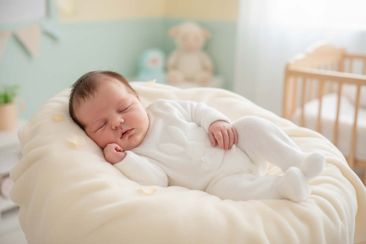 Unisex Baby White Knitted Bobtail Onesie