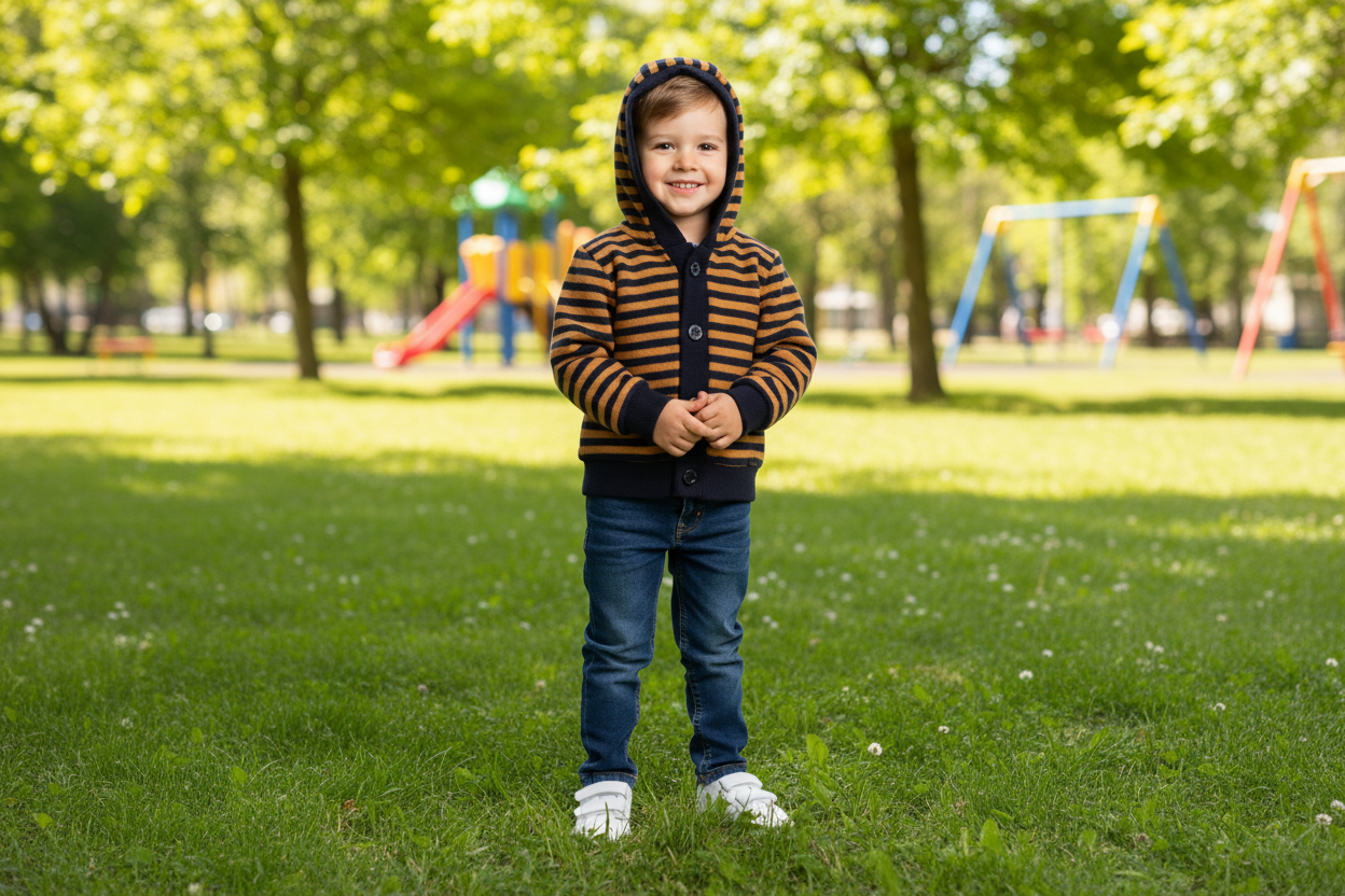Boys Navy & Mustard Hooded Cardigan