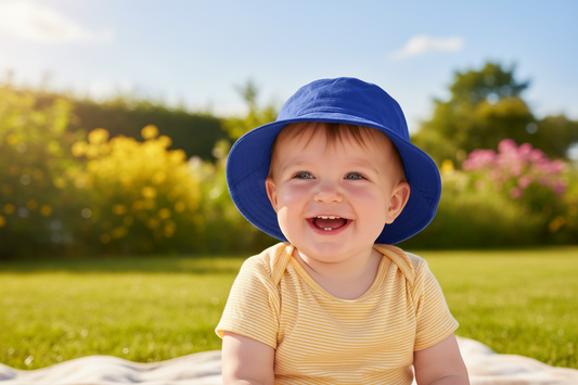 Boys Personalised Royal Blue Bucket Hat With Chin Strap