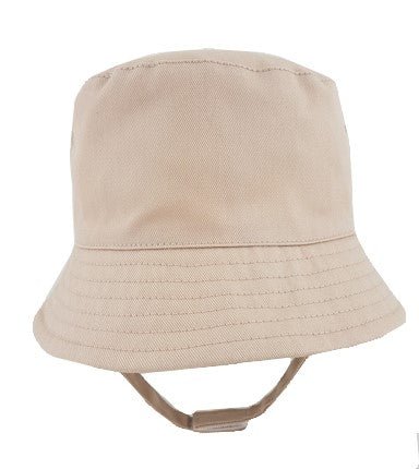 Personalised Boys Beige Bucket Hat With Chin Strap