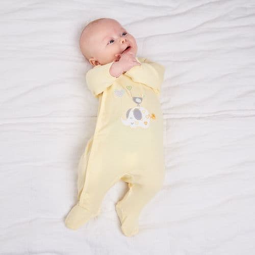 Unisex Baby Lemon Elephant And Bird Cotton Sleepsuit/Babygro