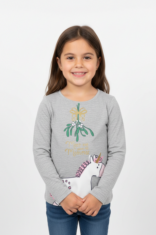Nana's Special Buys Girls Christmas Unicorn T Shirt
