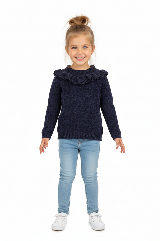 Girls Navy Chenille Jumper
