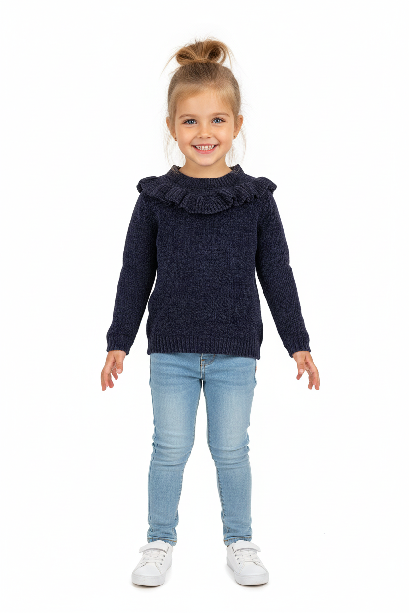 Girls Navy Chenille Jumper