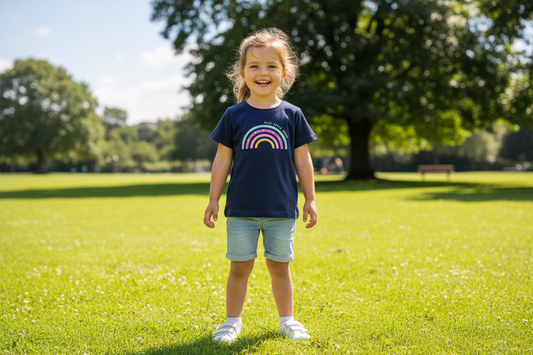Girls Navy Rainbow T Shirt