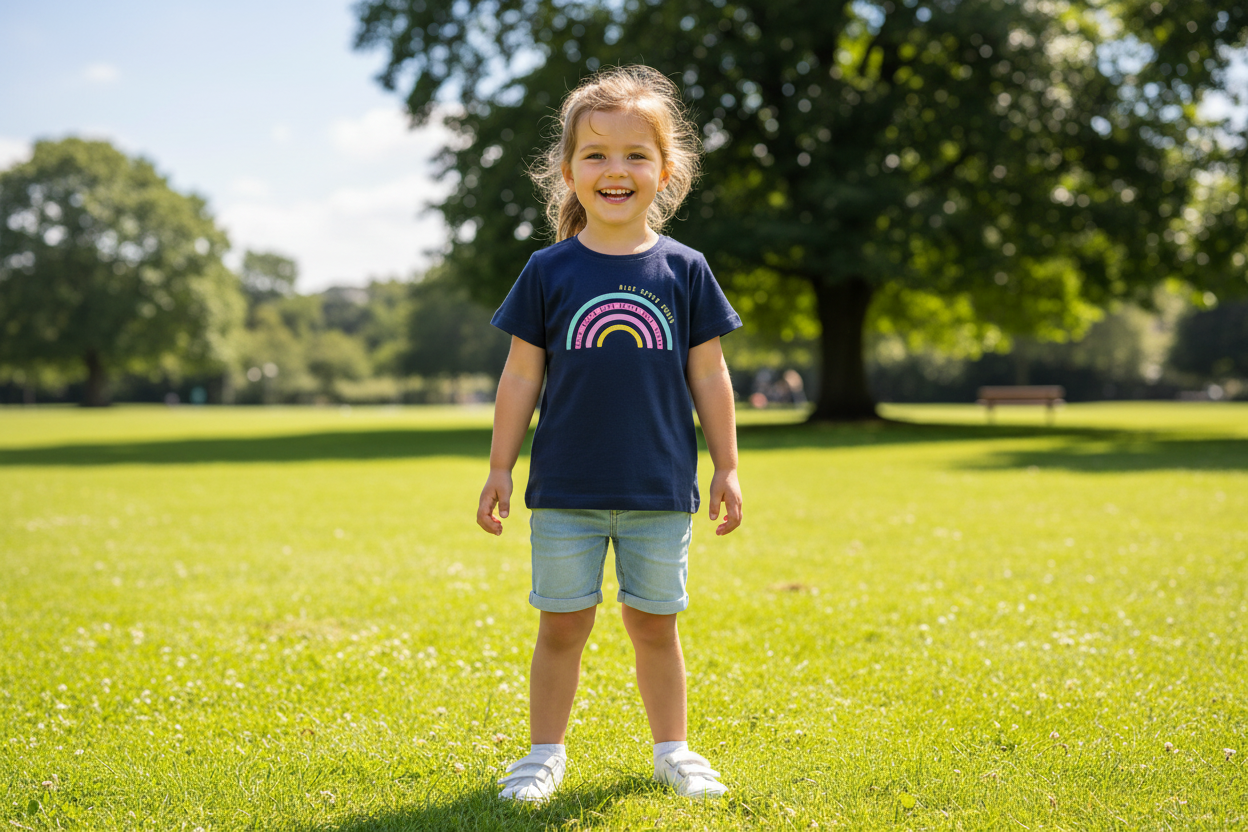 Girls Navy Rainbow T Shirt