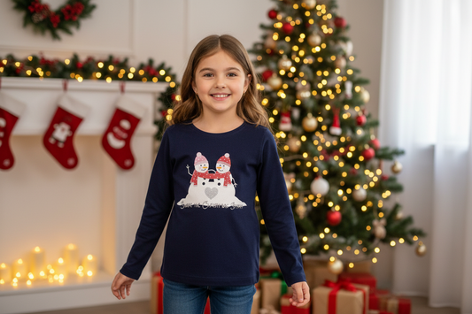 Girls Snowman Christmas  T Shirt