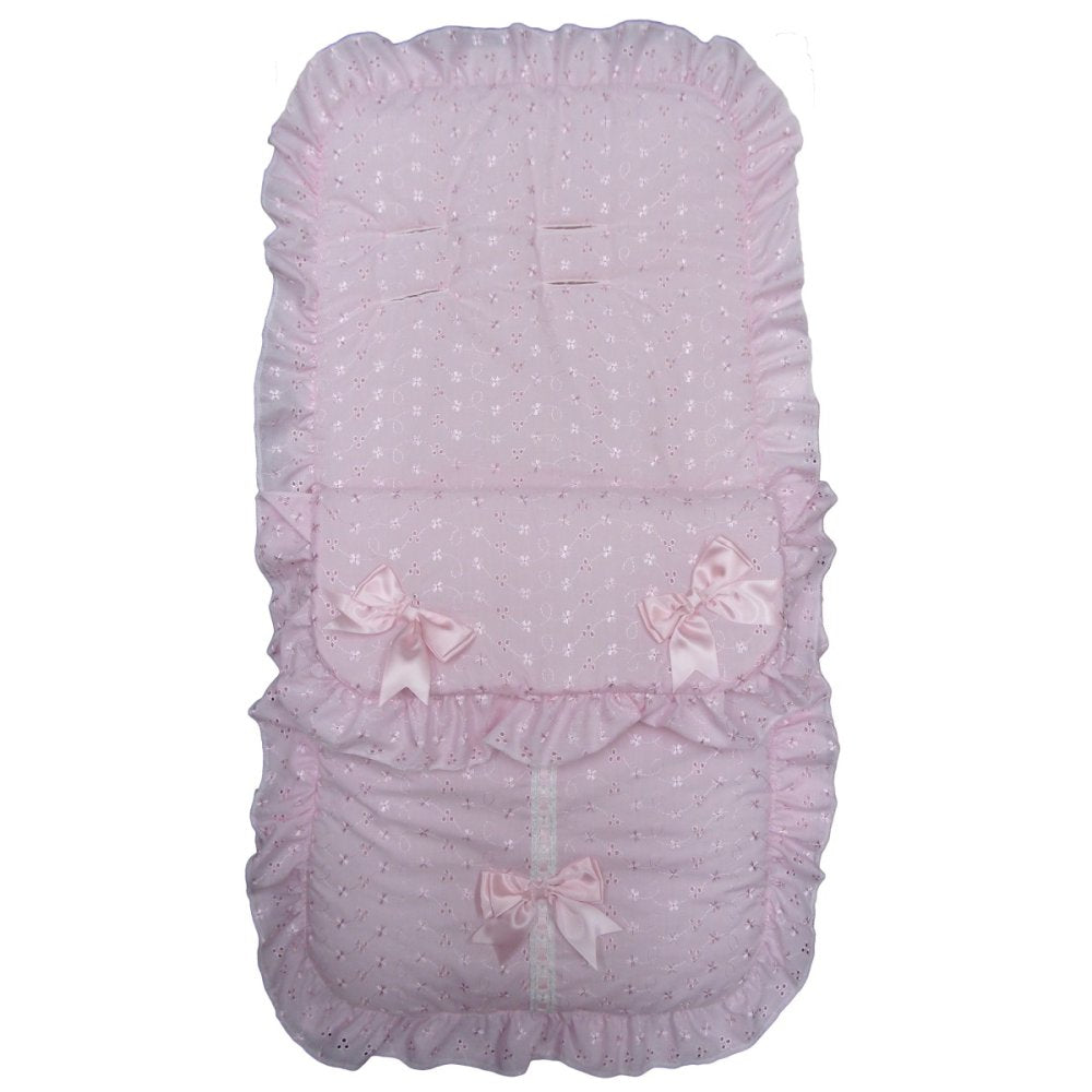 Baby Girls Pink Broderie Anglaise Universal Pushchair Footmuff /Cosy Toes