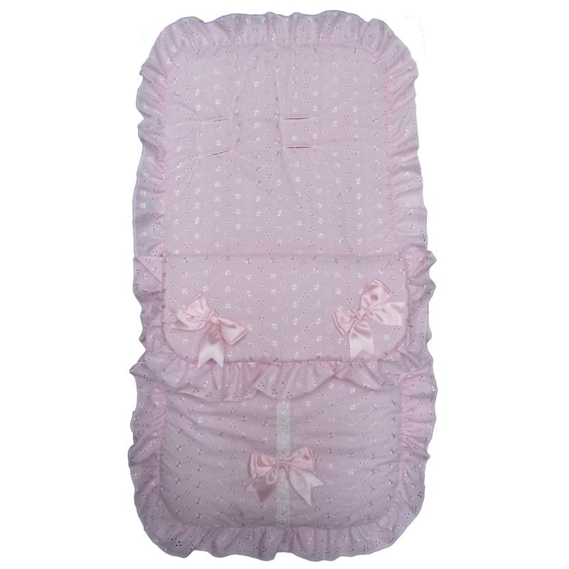 Baby Girls Pink Broderie Anglaise Universal Footmuff /Cosy Toes