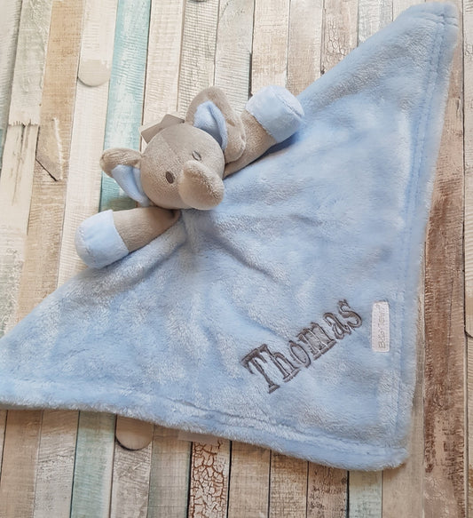 Personalised Blue Novelty Baby Elephant Comforter