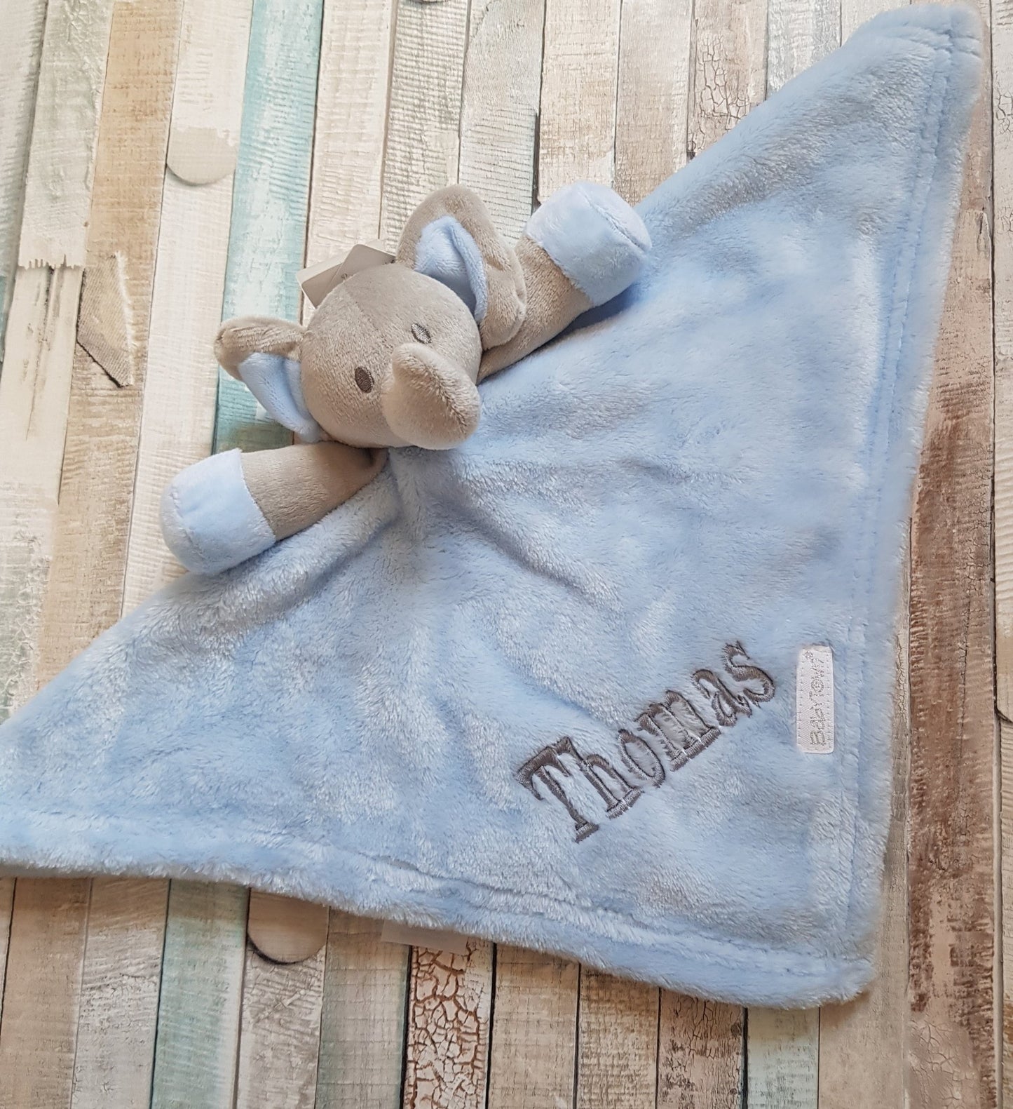 Personalised Blue Novelty Baby Elephant Comforter