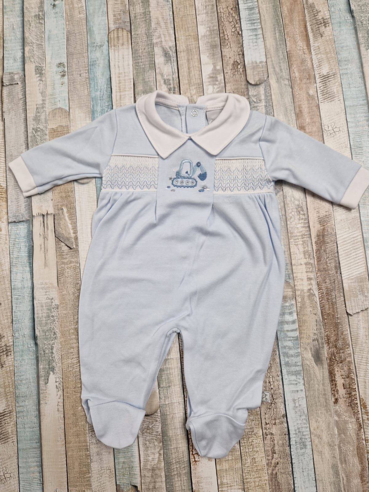 Baby Boys Blue Digger Sleepsuit