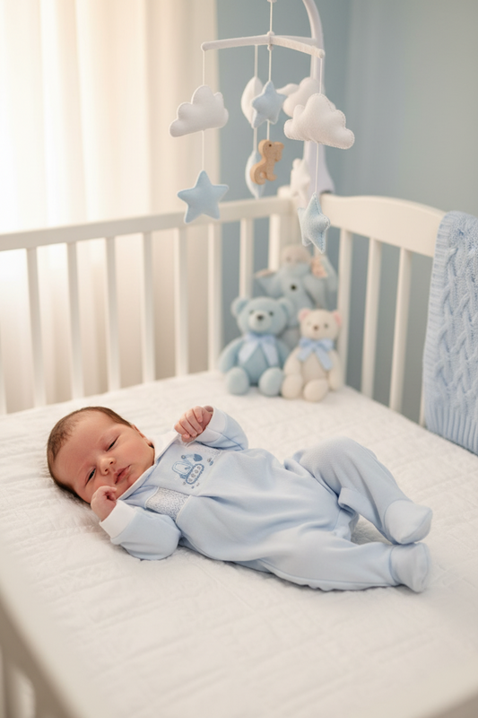 Baby Boys Blue Digger Sleepsuit