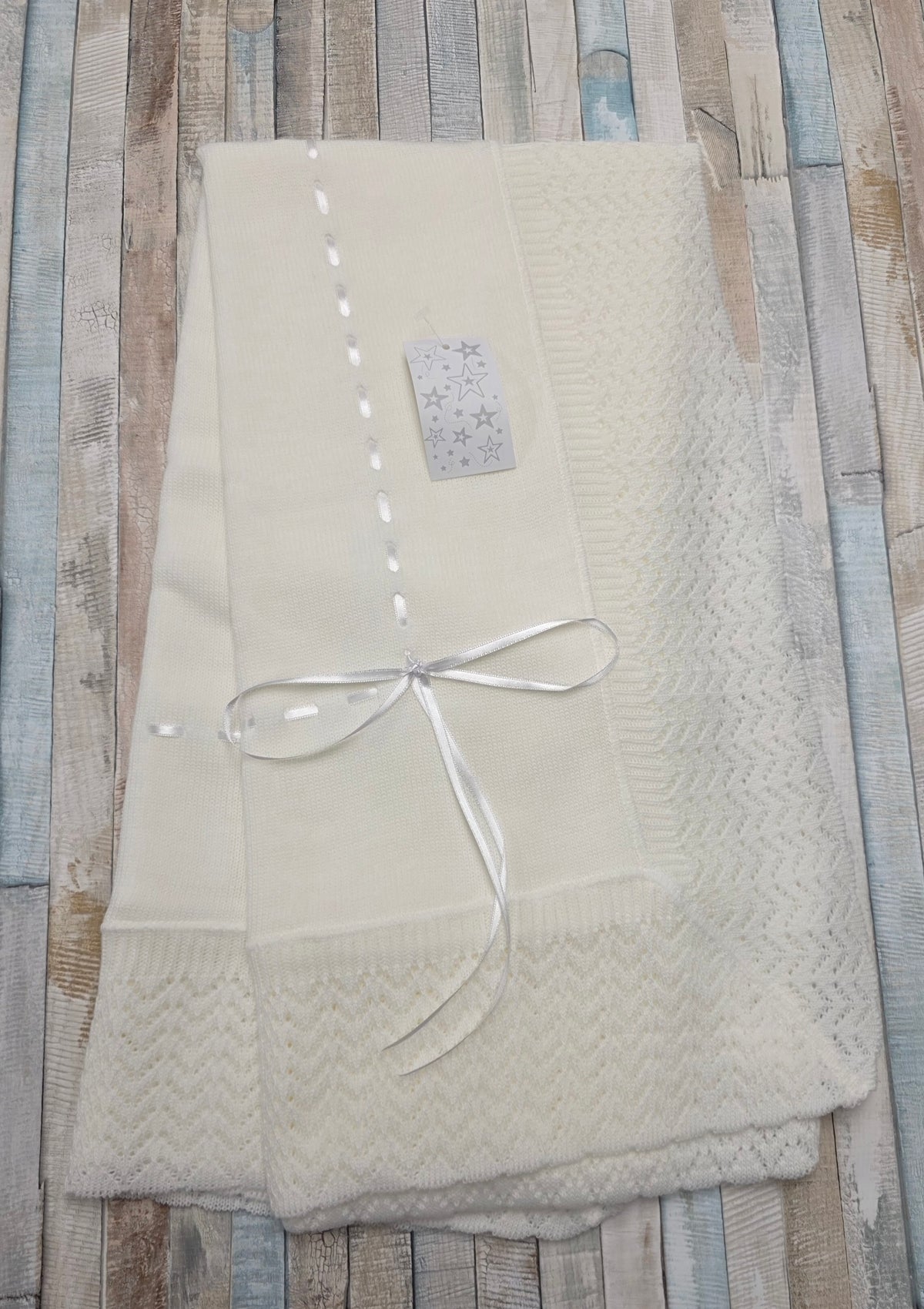 Unisex Baby White Knitted Shawl