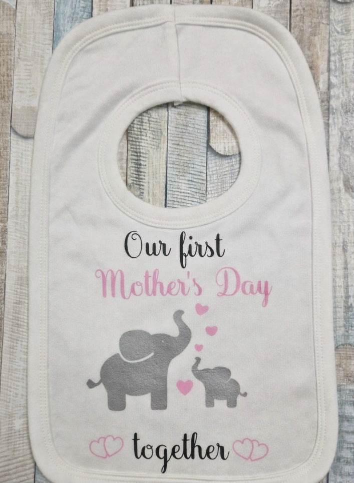Baby Girls Our First Mother's Day Together Printed Bib