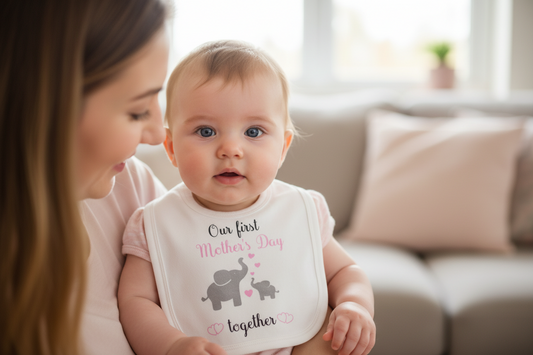 Baby Girls Our First Mother's Day Together Printed Bib