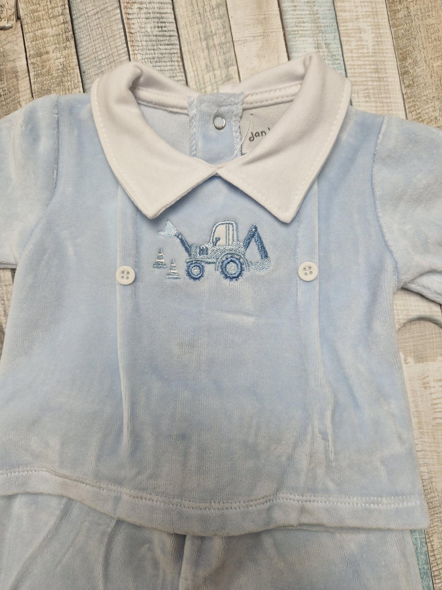 Baby Boys Blue Digger Design Top And Trouser Set