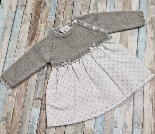 Nana Special Buys Baby Girls White And Grey Dress
