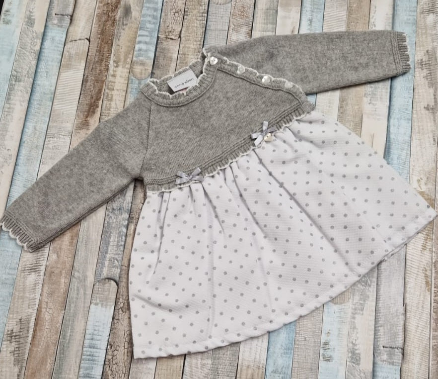 Nana Special Buys Baby Girls White And Grey Dress
