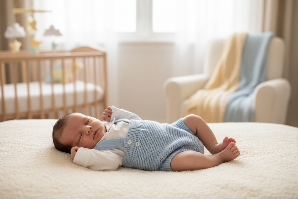 Baby Boys 2 Piece Knitted Dungaree Romper