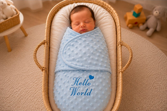 Baby Boys Blue Dimple Hello World Swaddle