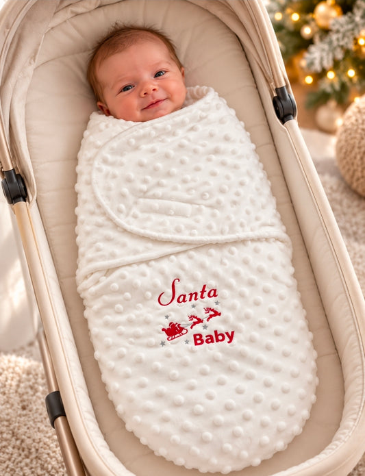 Unisex Santa Baby Santa And Reindeer Sleigh Dimple Swaddle