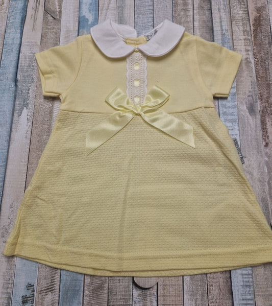 Baby Girls Lemon Dress With White Peter Pan Collar