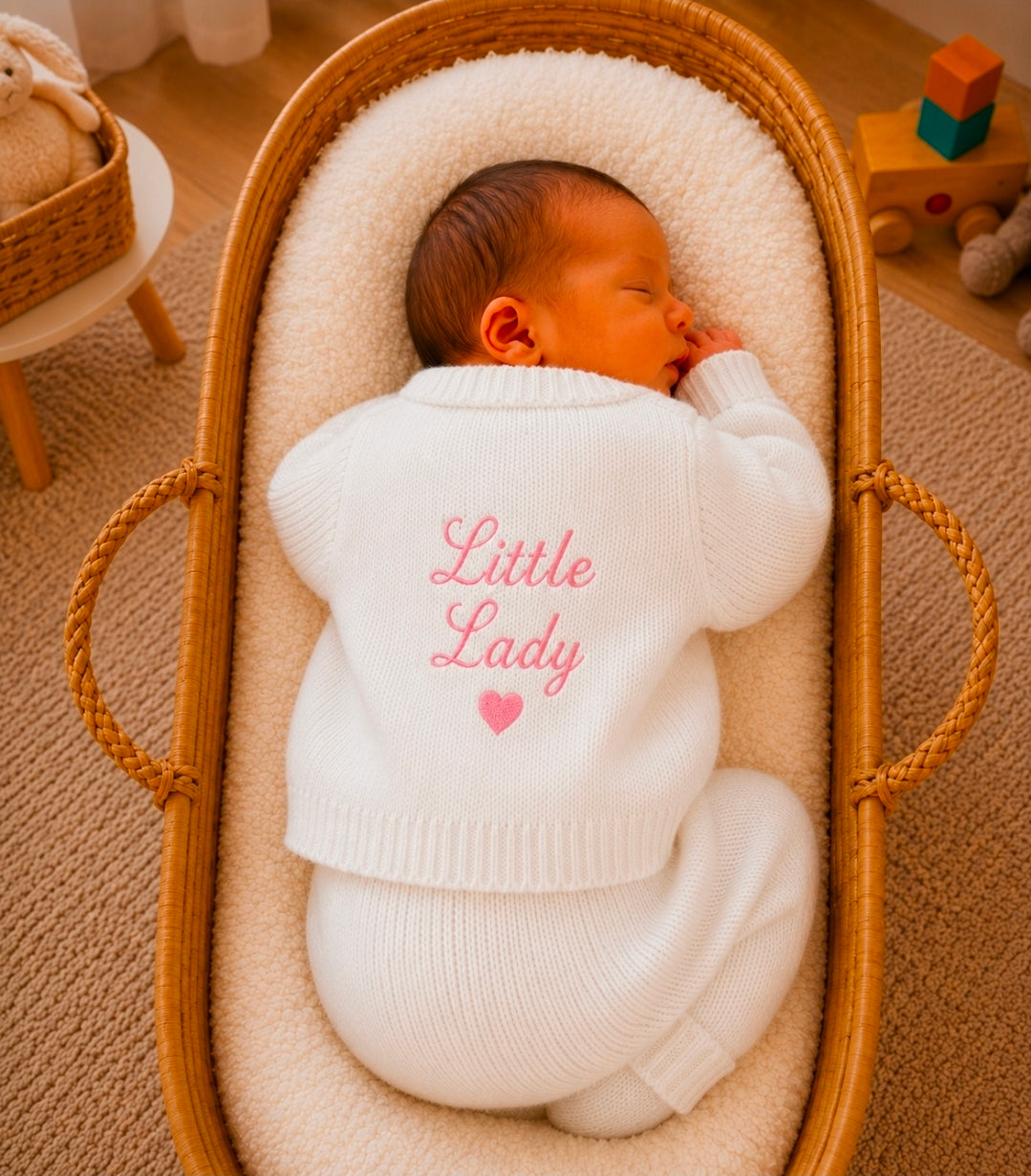 Baby Girls White Ribbed Little Lady Cardigan