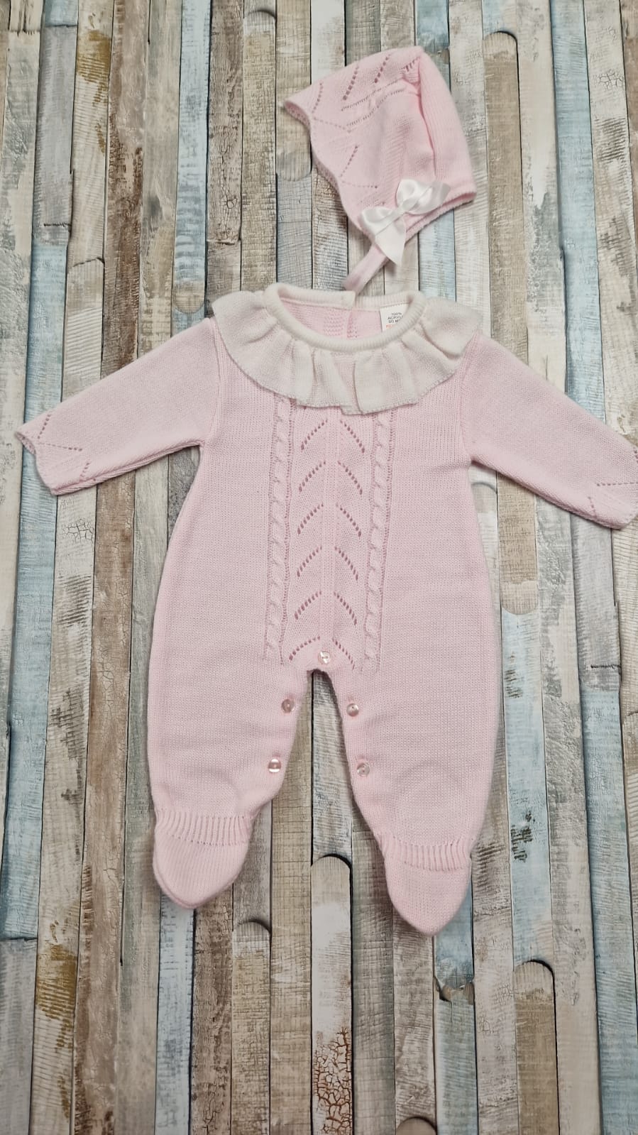Nana B Special Buys Baby Girls Pink Knitted All In One With Hat