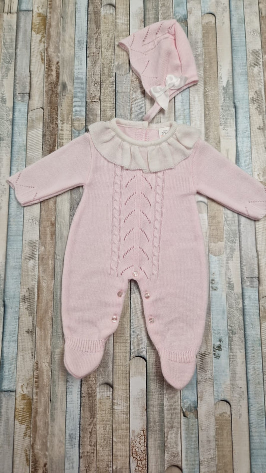 Nana B Special Buys Baby Girls Pink Knitted All In One With Hat