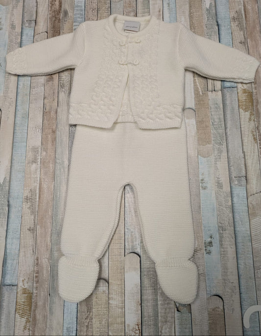 Nana's Special Buy White Cable Knitted Two Piece Set