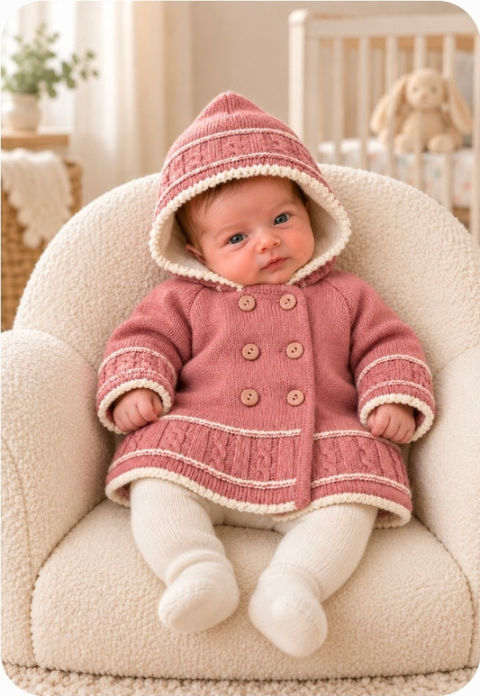 Baby Girls Dusky Pink Hooded Pram Coat