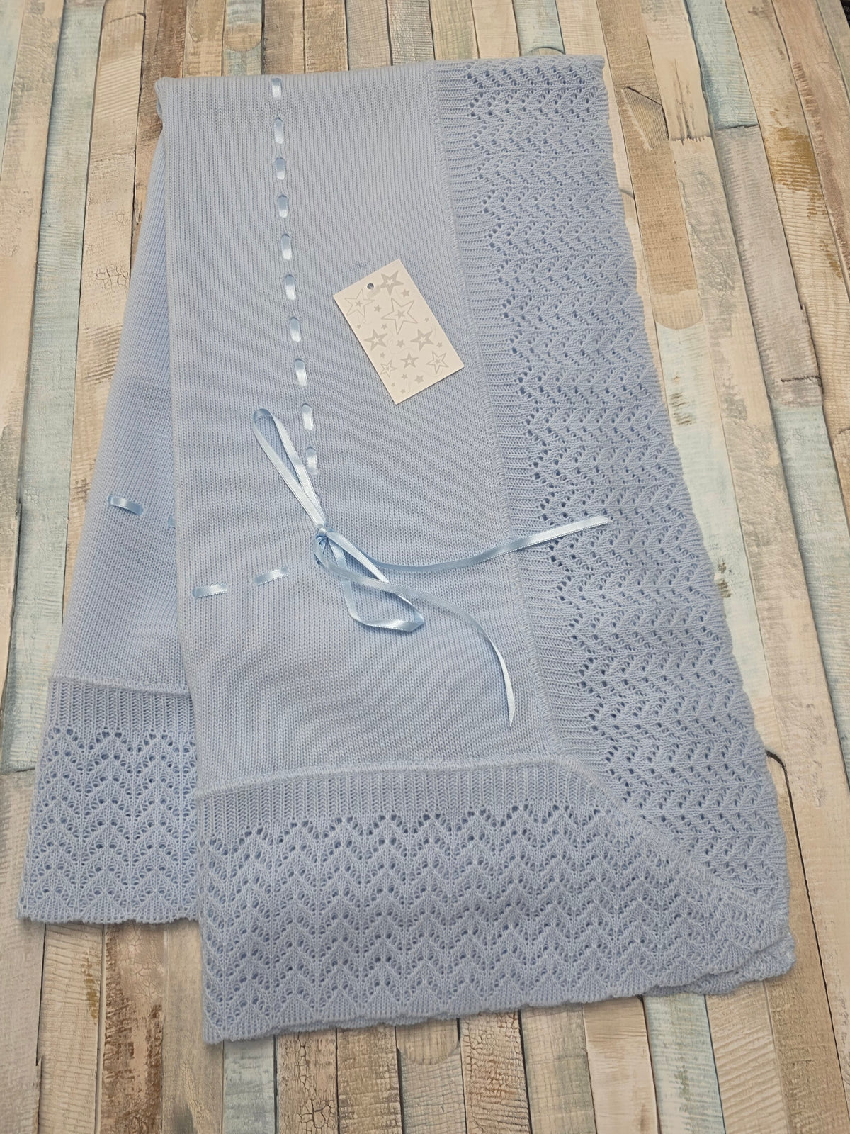 Baby Boys Blue Knitted Shawl