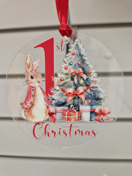 Baby 1st Christmas Red Rabbit Bauble Gift