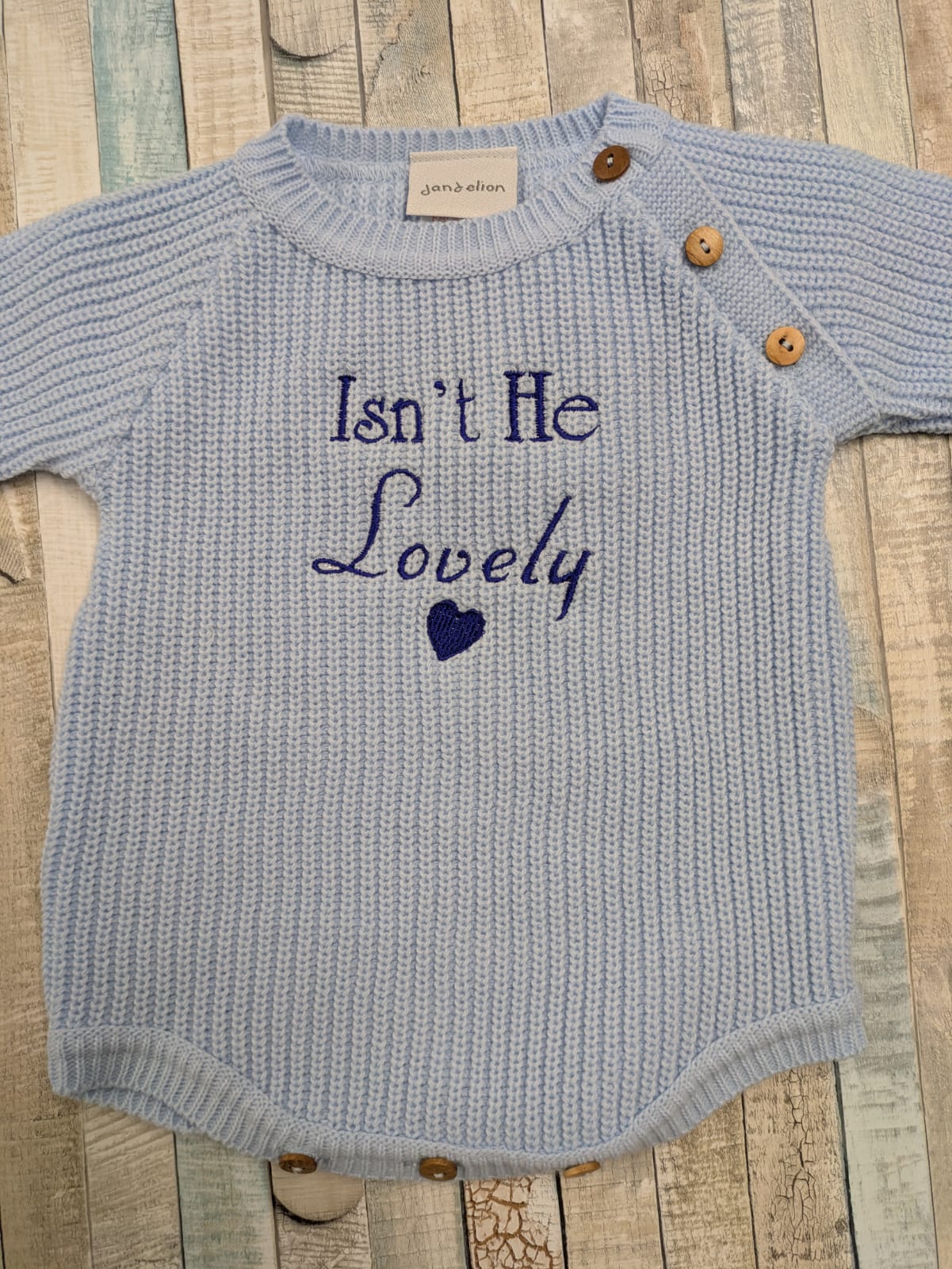 Baby Boys Blue Isn't He Lovely Romper