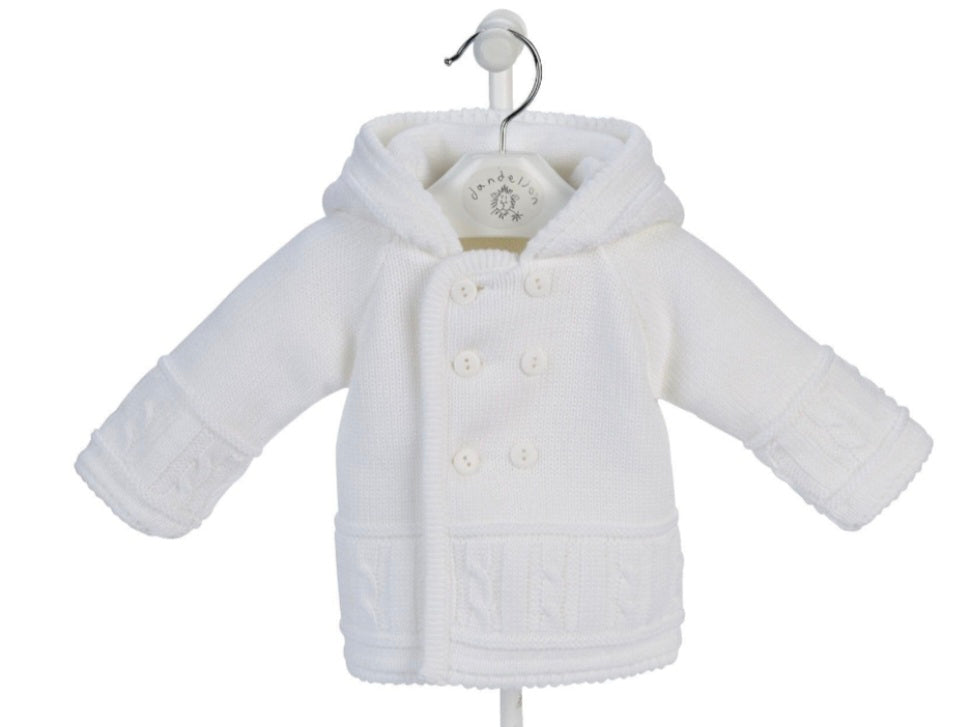 Unisex Baby White Hooded Pram Coat