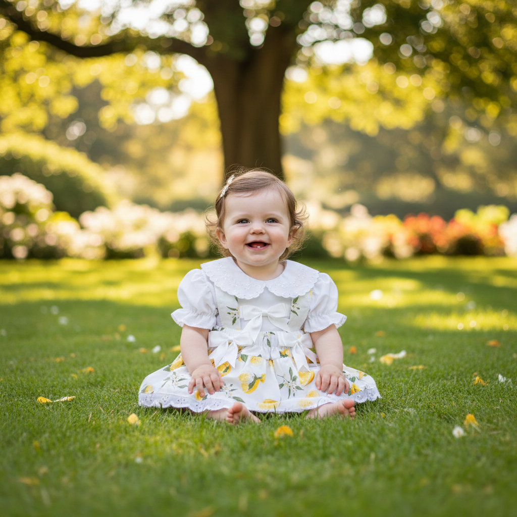 Baby Girls Short Sleeved White Cotton Blouse With Lemon Design Jam Pants Set
