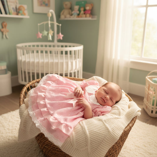 Baby Girls Pink And White Broderie Anglaise  Dress And Pants