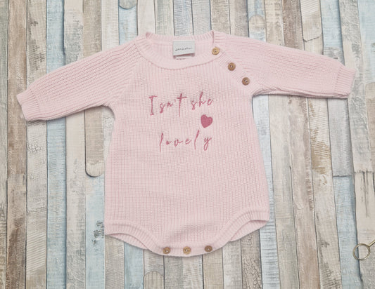 Baby Girls Pink Isn't She Lovely Long Sleeved Romper
