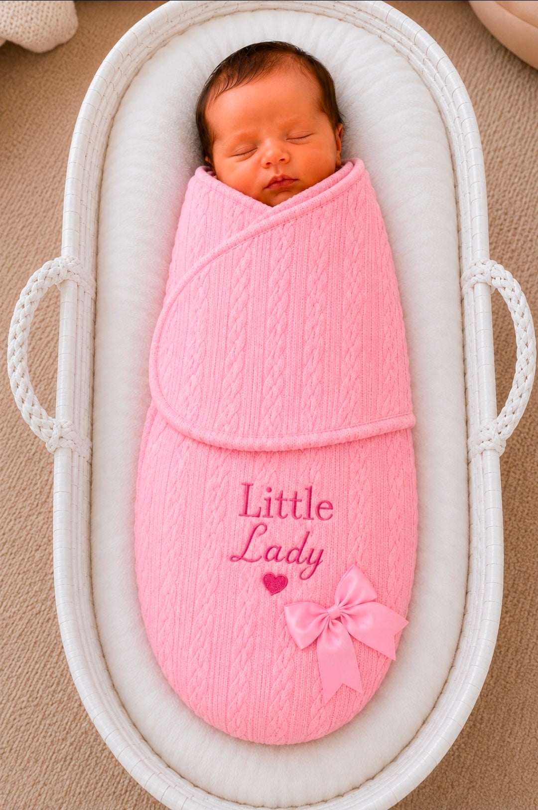 Baby Girls Pink Cable Little Lady Swaddle