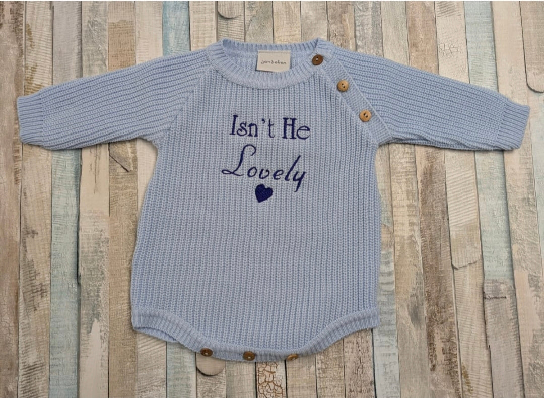Baby Boys Blue Isn't He Lovely Romper