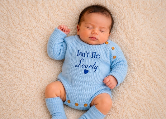 Baby Boys Blue Isn't He Lovely Romper
