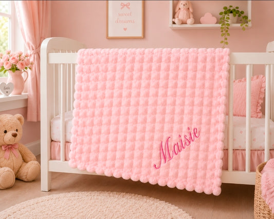 Baby Girls Personalised Pink Jacquard Square Wrap