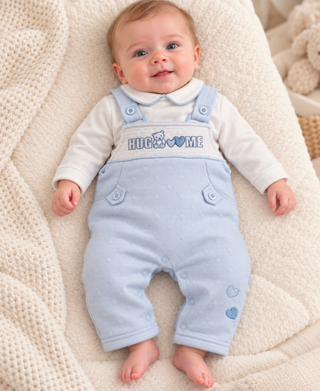 Baby Boys Blue Hug Me Dungaree Set