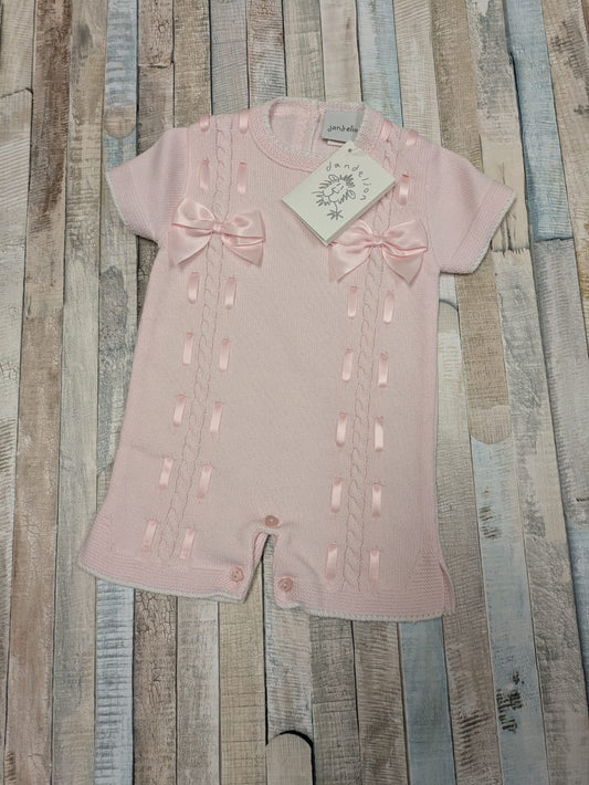 Nana's Special Buys Baby Girls Pink Romper Pink With Ribbon Bow